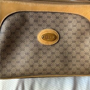 Vintage Gucci Gold and Tan Emblem Shoulder Bag
